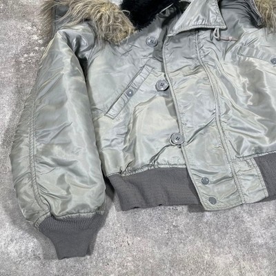 Alpha Industries N-2B Flight Jacket Silver 90s USA Made L Men's