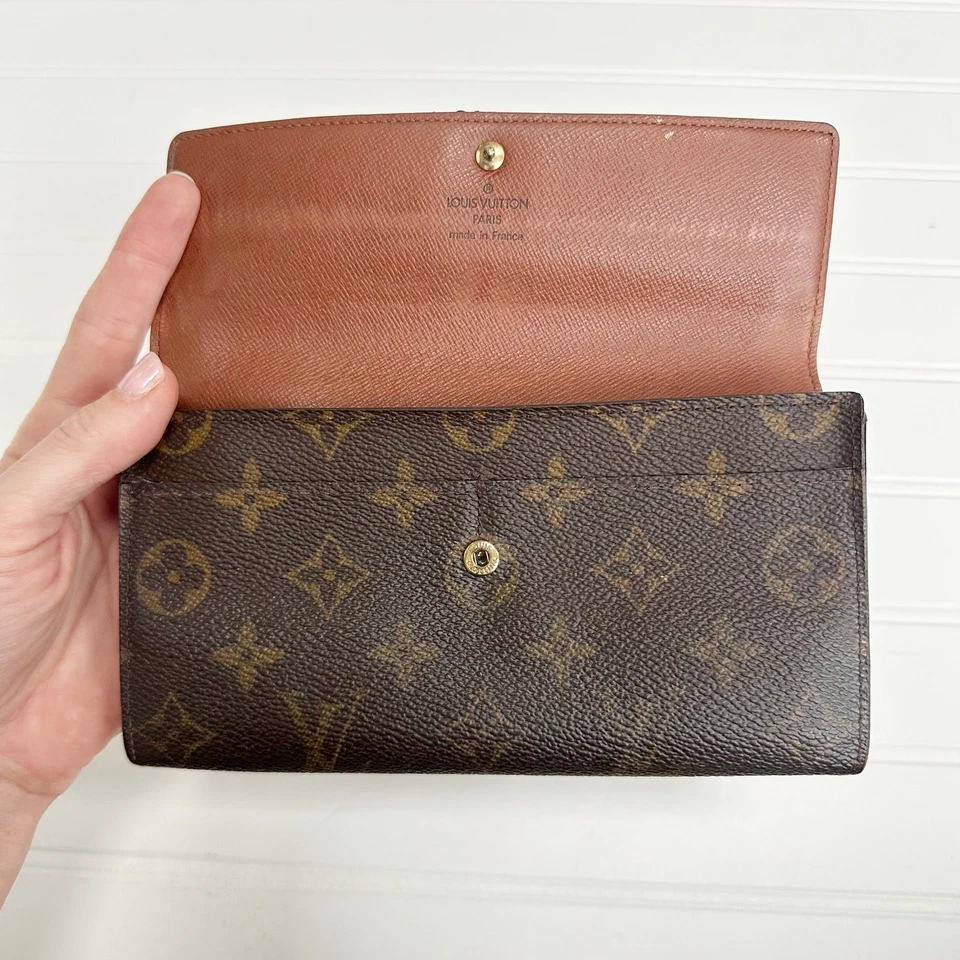 Louis Vuitton Monogram Sarah Envelope Wallet Brown Coated Canvas Vintage Bifold - Image 2 of 4