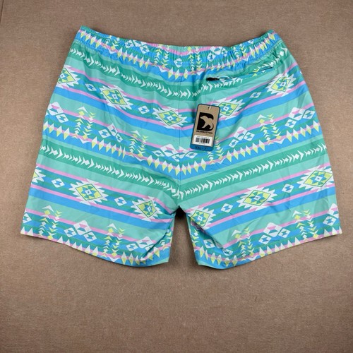 Bearbottom Mens XXL 7” Swim Trunks Shorts Aztec Tribal Neon Print Lined Elastic - 第 2/8 張圖片