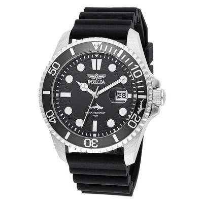Invicta  Pro Diver 'SHARK' Black Dial Black  Silicone Strap Men's Watch- 47161