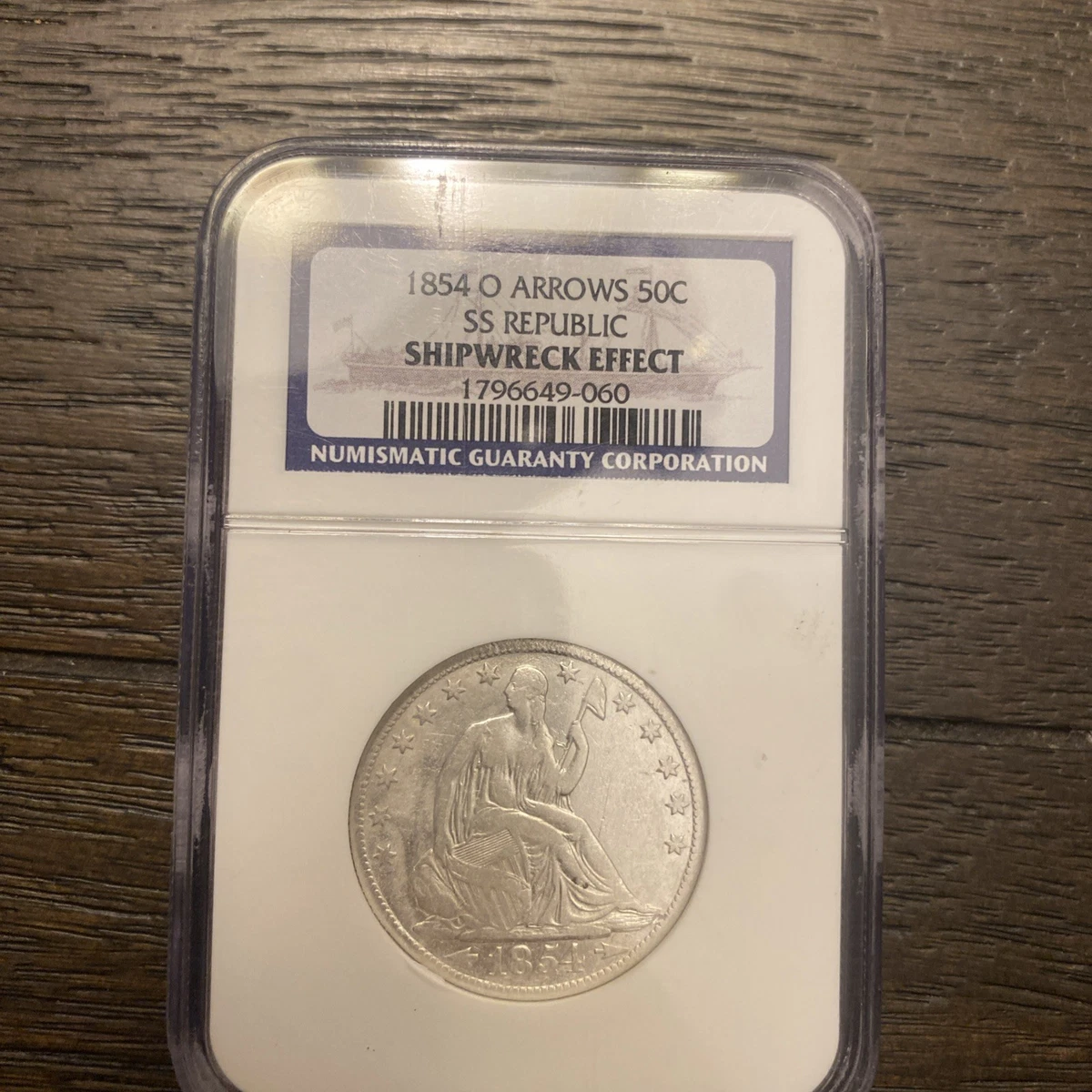 1854 Year Silver Seated Liberty US Half Dollars (1839-1891) for