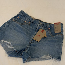 Levi's 501 Women's 29 Blue Denim Cut-Off Shorts High Rise Raw Hem 5-Pocket