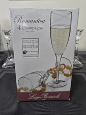 Luigi Bormioli Italy Romantica Champagne Flutes Set Of 4 New In Box