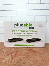 Plugable USB 3.0 Dual 4K Display Horizontal Docking Station with DisplayPort...