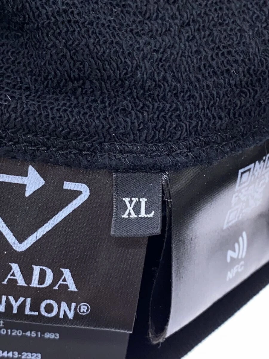 Felpa con cappuccio PRADA 24AW triangolo logo zip XL nylon BLK UJL19A R232 1U77