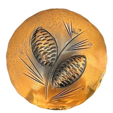 Vintage Stuart Nye Copper Pine Cone Brooch Pin Round Modernist Retro MCM