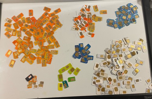 LOT OF 263 Used Untested Micro/Mini SIM Cards Mixed Carriers