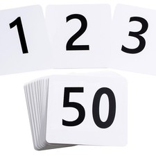 50Pcs Table Numbers 1-50, 3.7x4 Inch Plastic Table Numbers, Double Sided Tabl...