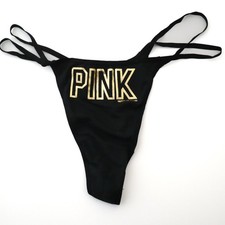 NEW Victoria's Secret VTG PINK Double String V-String Thong Panty LARGE