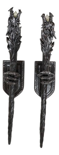 Ebros Set of 2 Left & Right Medieval Dragon Scepter Color Changing LED Light - 第 7/10 張圖片