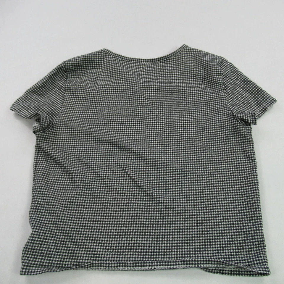 American Girl Shirt Girls Small Short Sleeve Black Checks Swoop Neck - Image 3 of 4