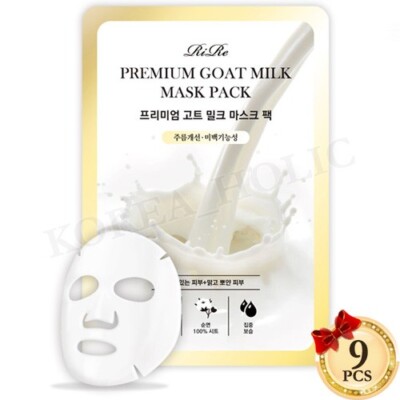 RiRe Premium Goat Milk Mask Pack 25g x 9pcs Whitening Mask Facial Mask Sheets