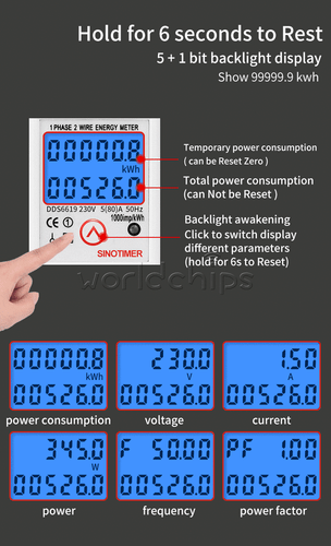 Digital LCD Kwh Wattmeter Power Consumption Energy Meter Electric Din Rail 230V - Picture 21 of 30
