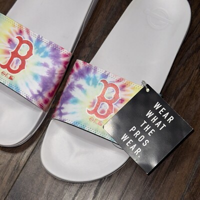 Boston Red Sox ISlide Rainbow Tie Dye Motto Slide Sandals Size 11/12 New Boston Red Sox MLB Baseball I Slide Tie Dye Rainbow Motto  main image 3