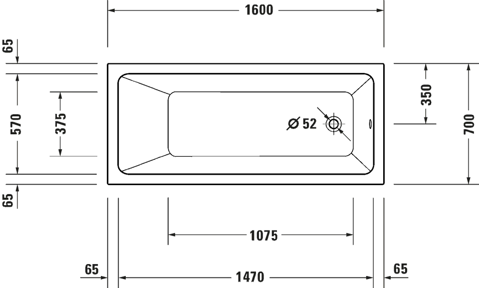 Duravit No.1 1600x700mm Single Ended Bathtub White With Legs 700488000000000 + 7 - Image 3 of 4