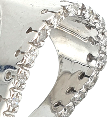 Bague En Or Blanc 18K Avec Diamants Naturels 0,14 Ct - Style Marguerite - Taille 10,5 - Occasion