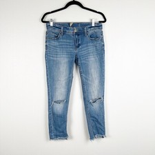 Free People Womens Mid Rise Distressed Blue Jeans Sz 27