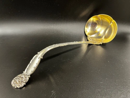 Antique Sterling Soup Ladle - LaReine, Reed & Barton - Gold Wash, No Mono  12”