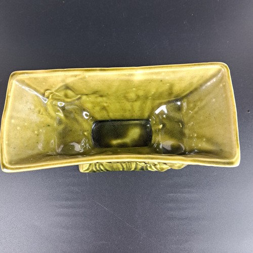 Vintage Ceramic Planter Rectangular Mushroom Avocado Green Unmarked - Picture 6 of 8