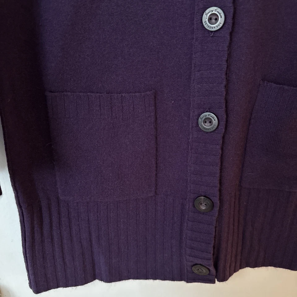 Juicy Couture Plum Cardigan Sweater Wool Cashmere Women's XL - Image 3 of 4
