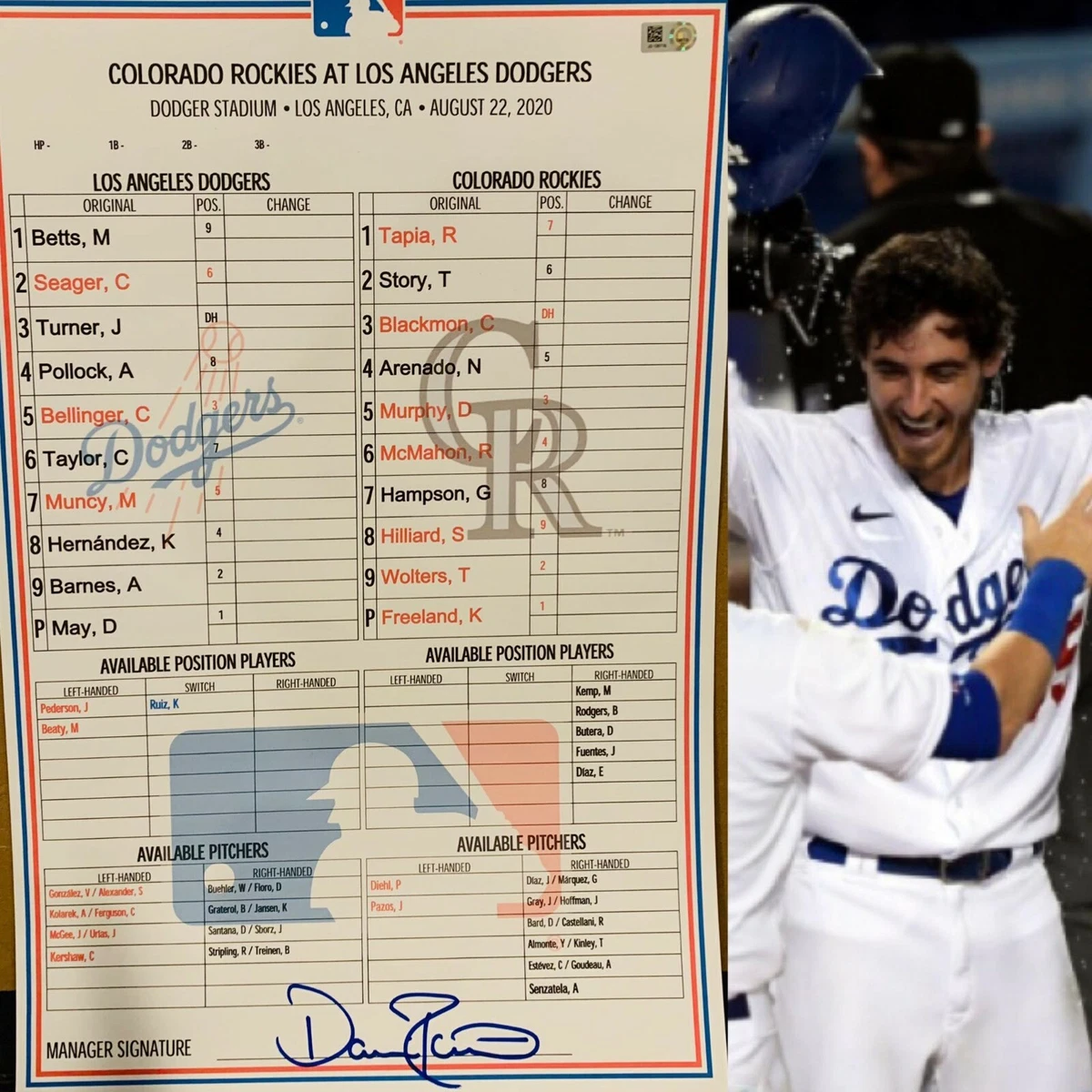 Dodgers lineup sale 2020