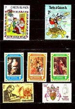 PIM1122 TURKS & CAICOS:7 t. neufs ,Nativité,Oliver Twist,Dessins animés,BD.