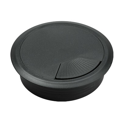 80mm Black Plastic Cable Desk Grommets Computer PC Cover Caps Wires ...