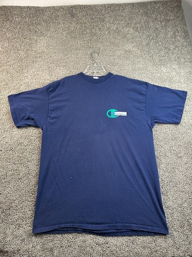 VINTAGE 90s Champion Shirt Mens 3XL Blue Green Takes A Little More Single Stitch - Picture 10 of 15