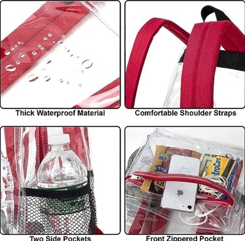 Clear Backpack Heavy Duty of Bookbag for Women Men 16" Transparent Large Back - Picture 6 of 13