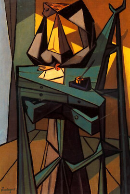 Oscar Dominguez - Femme à l'Ecritoire (1943) Signed - 17'' x 22'' Fine Art Print