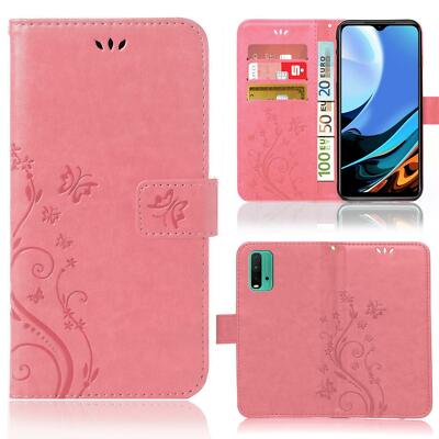 Handy Tasche für Xiaomi Redmi 9T Schutz Hülle Blumen Flip Case Cover Wallet Etui