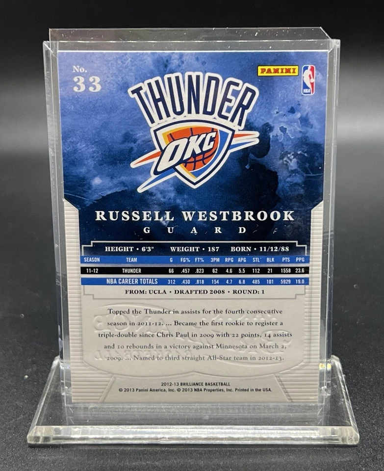 2012-13 Panini Brilliance Russell Westbrook #33 Oklahoma City Thunder ne1 - Image 2 of 2
