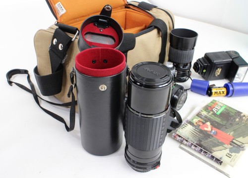 Canon AE-1 Program Film Vintage Camera 3 Lenses Vivitar Flash Film Case READ! - Picture 11 of 23