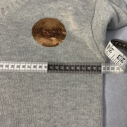 Women Size S Grey and Gold Sequins Dots Long Sleeve Pullover Jumper INTO Brand - Picture 5 of 8