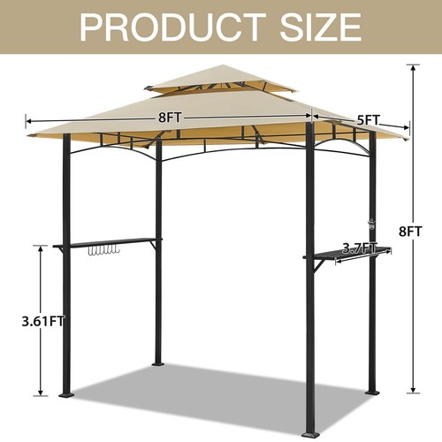 8' x 5' Grill Gazebo Grill Canopy 2 Tier BBQ Gazebo Shelter for Patio Backyard - Picture 17 of 38