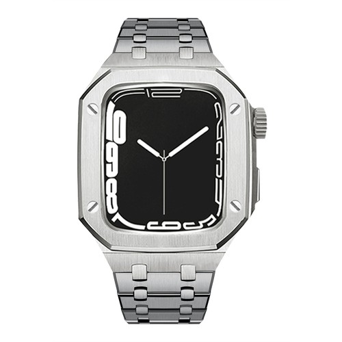Boîtier Str en acier inoxydable lunette en chêne mod pour bracelet Apple Watch 44 mm 45 mm - Photo 103 sur 105
