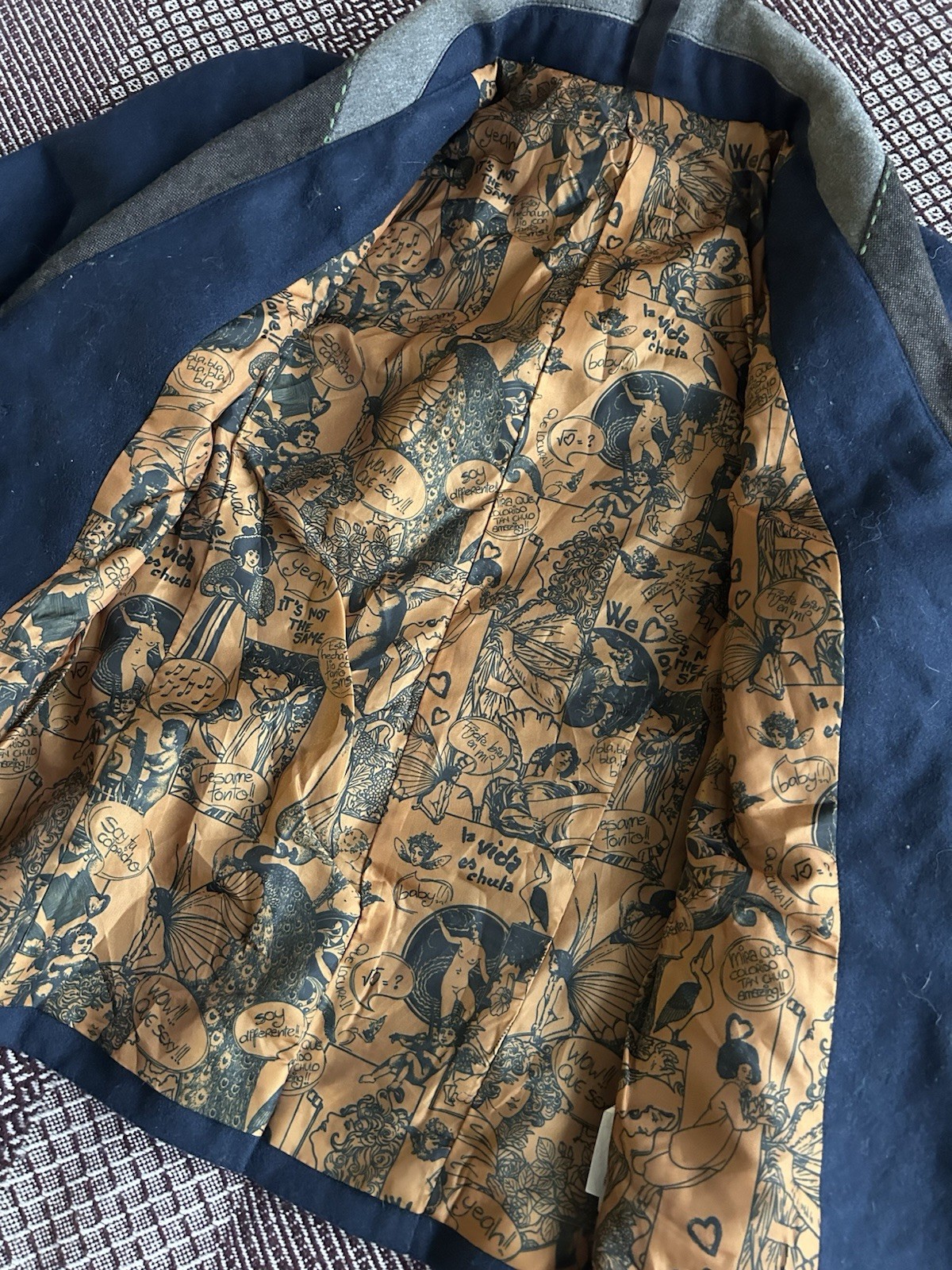 Desigual Patchwork Wool Blazer Japanese Vibe Soli… - image 13