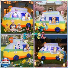 GIFTFIND 7.3FT Long Easter Inflatables Outdoor Decorations - Bunny and Dog Ri...