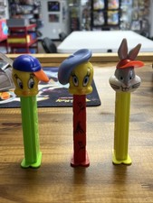 Set Of Three Vintage Loony Tunes Pez Dispensers Excellent (Tweety & Bugs Bunny)