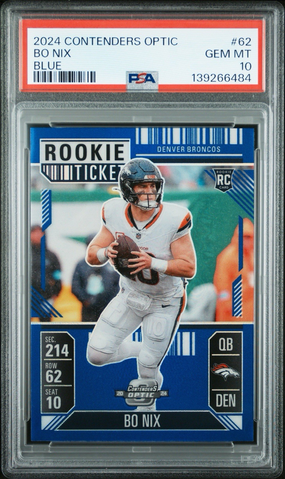Bo Nix Panini Contenders Optic #62 Blue