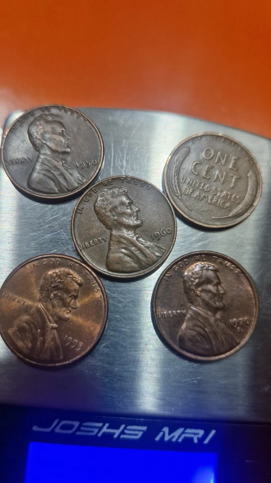 AMERICAN PENNY'S 1942,50,60,70S,1993 IN VORZÜGLICH 4× KUPFER 95%  - Bild 1 von 4
