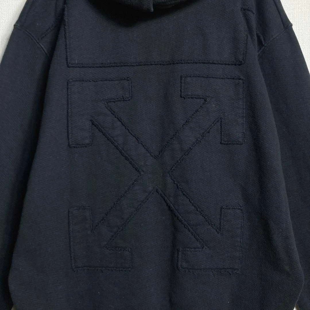 OFF WHITE Rara felpa con cappuccio pullover freccia incrociata bianca off taglia XL