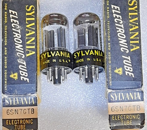 Sylvania 6SN7GTB Vacuum Tubes Tight Plate Matched Pair TV-7 Tested Strong