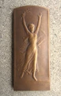 Antique Beautiful Women's Art Nouveau Victory Bronze Plate Medal Signed Cariat