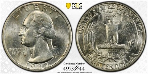 1932-S Washington 90% Silver Quarter PCGS AU58 (no cac) True View Gold Shield 🛡