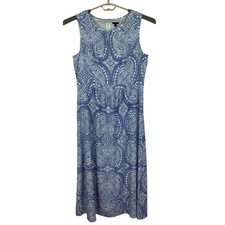 Talbots Sleeveless Midi Maxi Dress 16 chiffon blue paisley fairy preppy