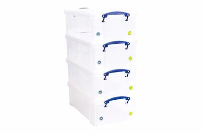 Really Useful Box Kunststoff Aufbewahrung 12 Liter transparent (4er Pack)
