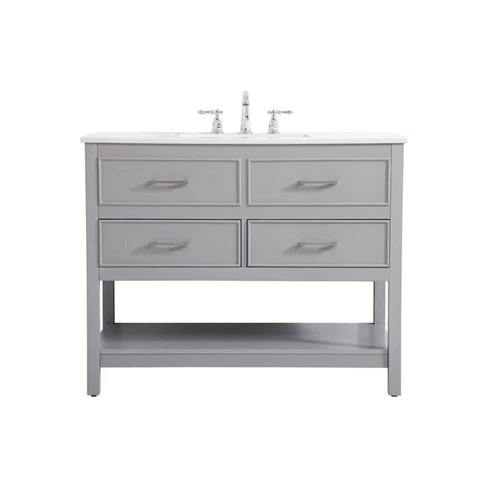 Elegant Decor Sinclaire 42" Aluminum Alloy & MDF Single Bathroom Vanity in Gray - Picture 3 of 8