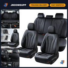 Waterproof Black Car Seat Covers Full Set Leather Front Back Seat Protector