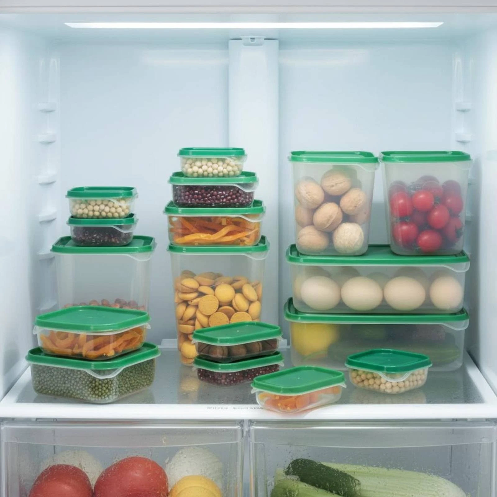 17 Pieces Fridge Storage Box Set Spill-Resistant Plastic Food Container with